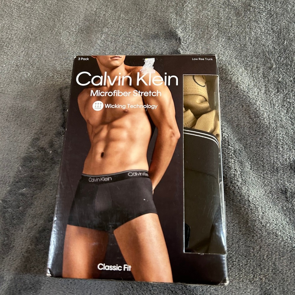 Calvin Klein Microfiber Stretch 3 Pack Low Rise Trunks Underwear Mens Small